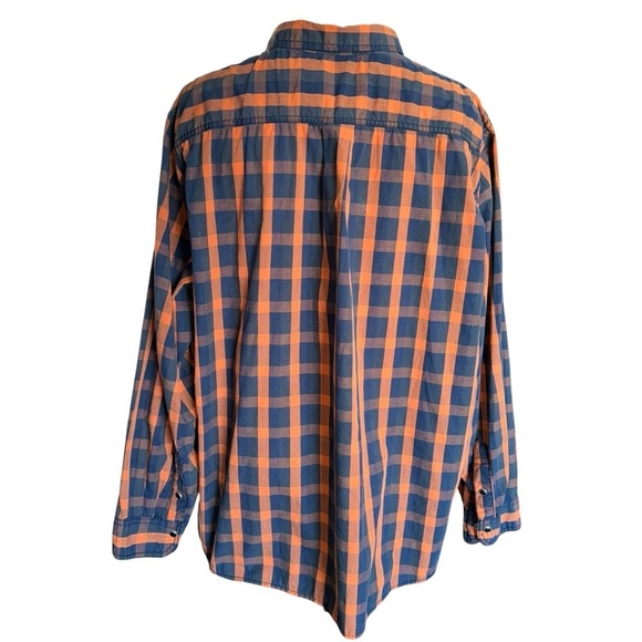 Mossy Oak Men’s XX-Large Orange and Blue Casual Plaid Snap Down Shirt - Picture 2 of 7